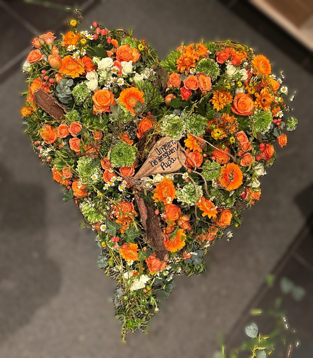 Trauer Herz orange